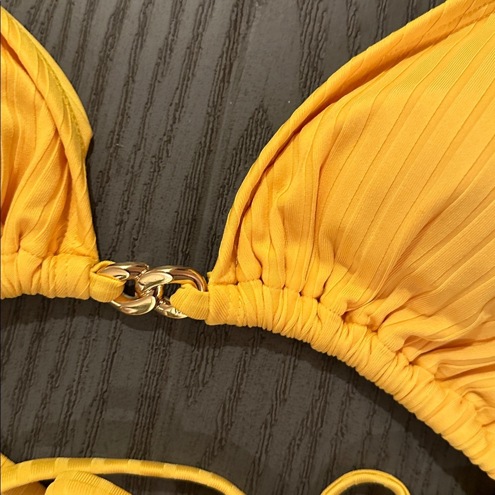 Michael Kors Yellow Ribbed String Bikini Set - Picture 3 of 11
